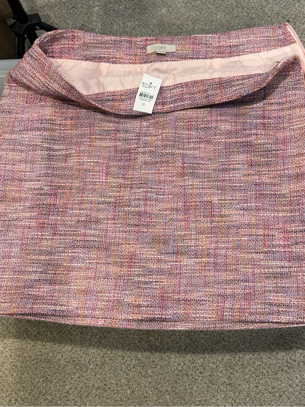 LOFT Pink Multi-Color Tweed Mini Skirt